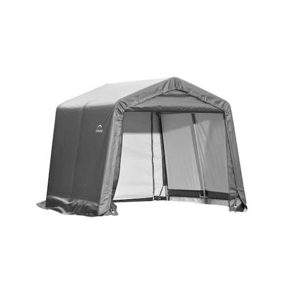 ShelterLogic 10 ft. W x 16 ft. D x 8 ft. H Steel and Polyethylene Garage without Floor Grey with Patented Stabilizers
