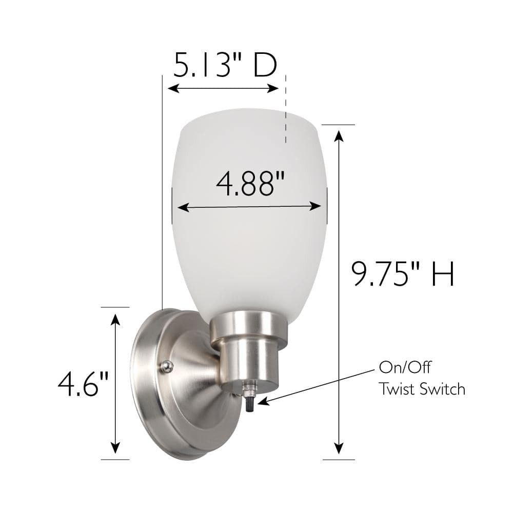 Satin Nickel Frosted Glass Dimmable Wall Sconce