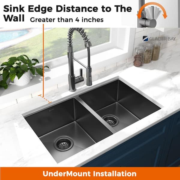 TSIBOU 24 Inch Underount Kitchen Sink, 24 X 18 Inch Single Bowl