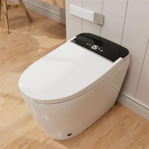 Smart Toilet Bidet 1.28 GPF Elongated Toilet with Auto Flush, Auto Open and Close, Remote Control, Heated Seat in White