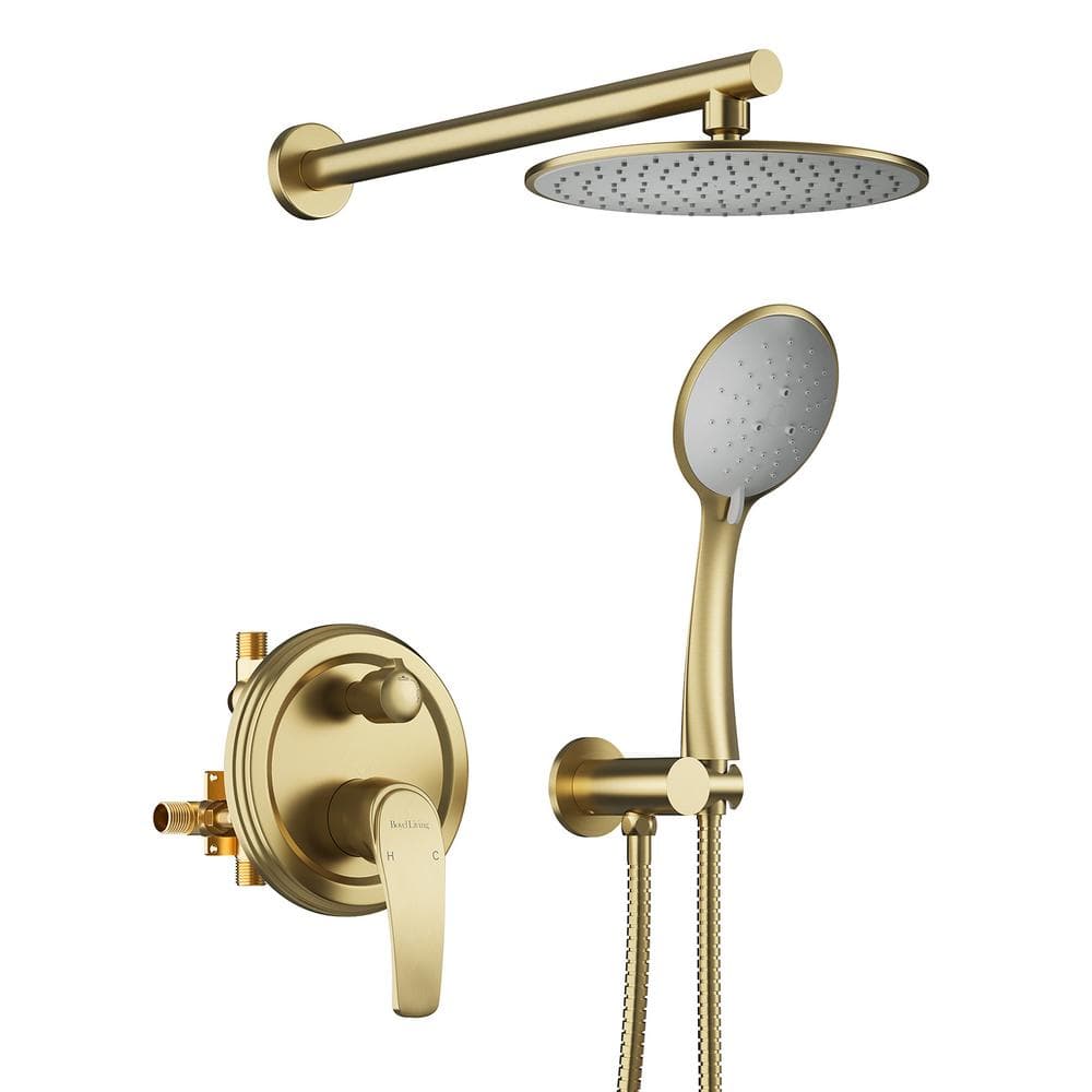 5-Spray 9 in. Wall Mount Fixed and Handheld Shower Head 2.4 GPM in Brushed 