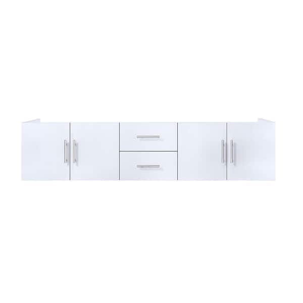 Geneva 80 in. W x 22 in. D Glossy White Double Bath Vanity without Top