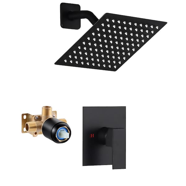 AKLFGN Single Handle 1-Spray Shower Faucet 1.75 GPM with 8 in. High Pressure Rain Shower Head in Matte Black
