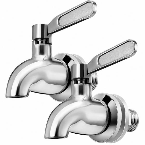 2-Pack Stainless Steel Replacement Spigot for Beverage Dispenser Food Grade 5/8 in. Mount Polished Leaf