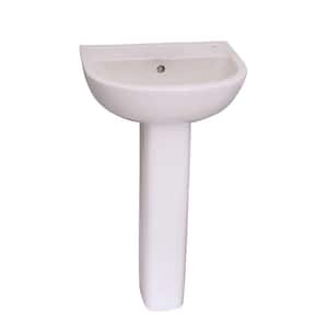 Compact 450 18 in. Pedestal Combo Bathroom Sink for 8 in. Widespread in White