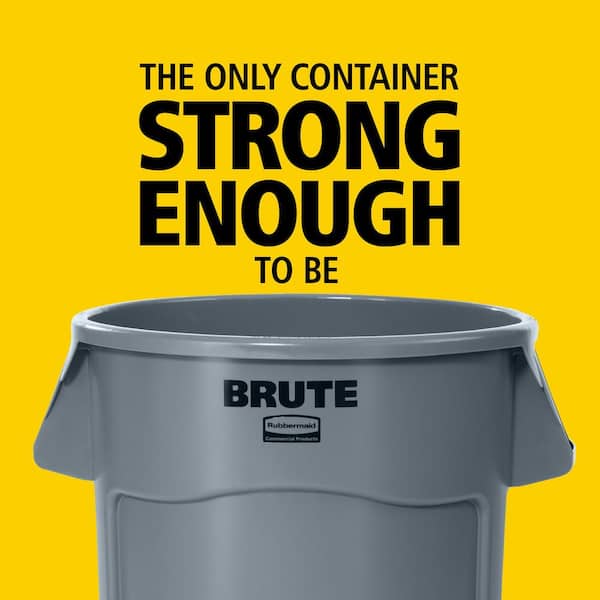 Rubbermaid Commercial Products - BRUTE 32 Gal. Grey Vented Plastic Outdoor Trash Can with Lid For Restaurants/Offices/Warehouses/Commercial Environments