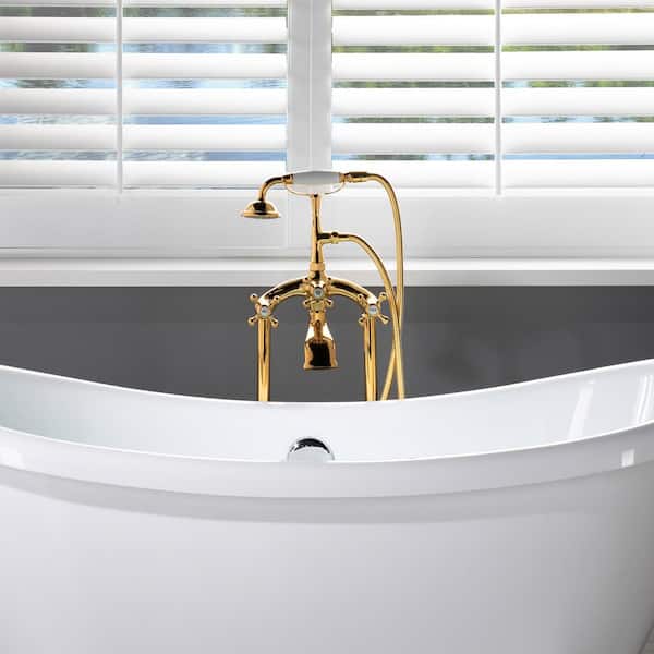 Adelaide 3-Handle Claw Foot Tub Faucet with Hand Shower in Polished Gold