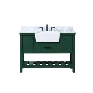 Simply Living 48 in. W x 22 in. D x 34.125 in. H Bath Vanity in Green with Carrara White Marble Top