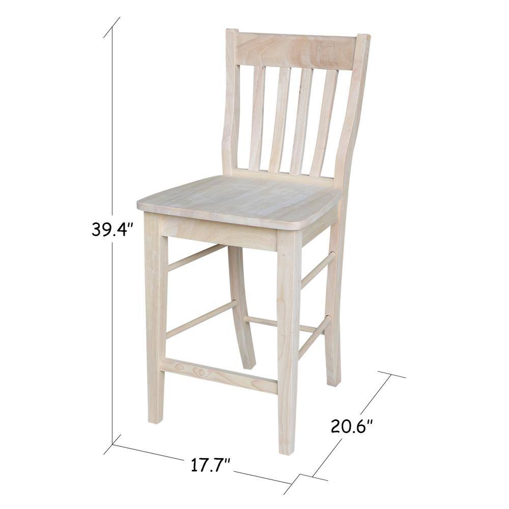 Traditional Unfinished Solid Parawood 24" Cafe Barstool