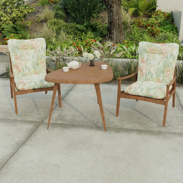 Jordan Manufacturing 38 in. L x 21 in. W x 3.5 in. T Outdoor Wrought Iron Chair Cushion in Wesley Almond 9040PK1 6426D The Home Depot