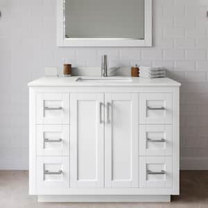 Miranda 42 in. W x 22 in. D x 33.75 in. H Single Bath Vanity in White with Giotto Quartz Top