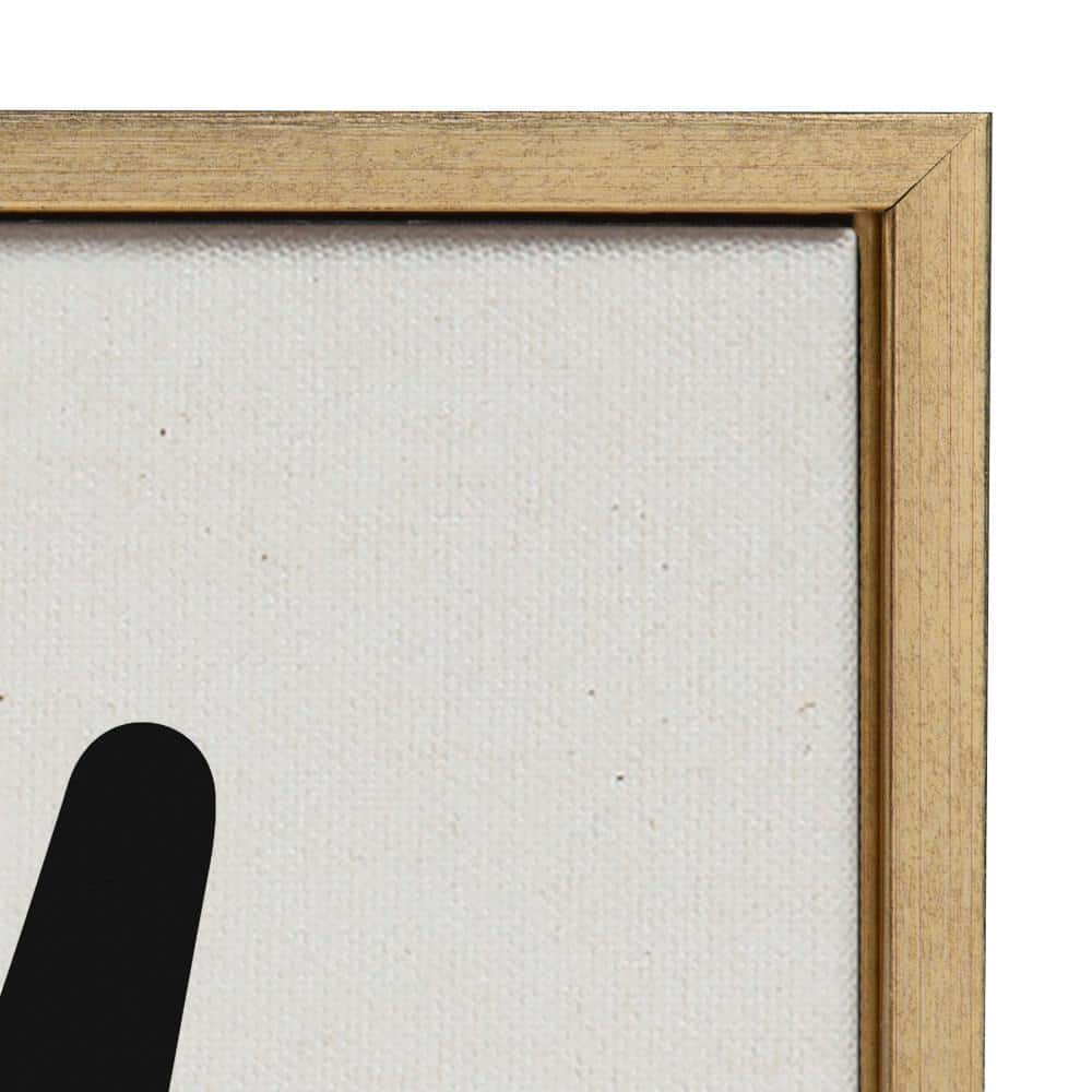 22" Black and White Botanical Abstract Canvas Art with Gold Frame