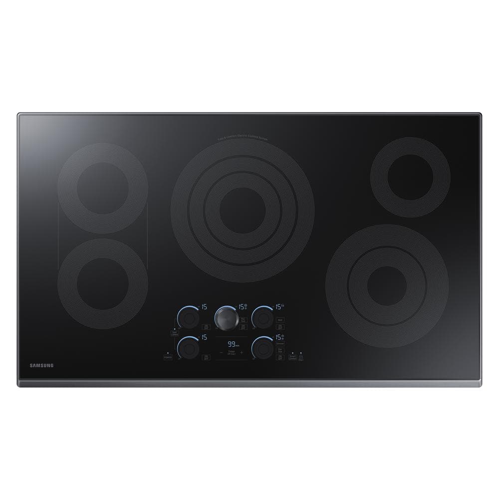 Samsung 36 in. Radiant Electric Cooktop in Fingerprint Resistant Black Stainless with 5 Elements, Rapid Boil and WiFi, Fingerprint Resistant Black Stainless Steel
