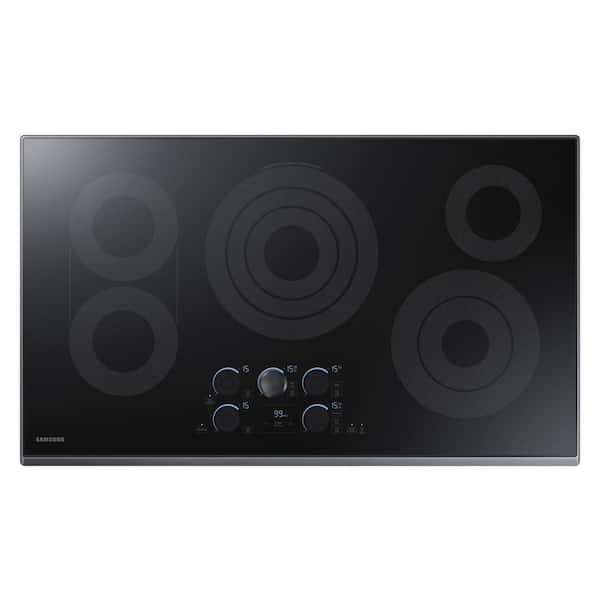 Samsung 36 in. Radiant Electric Cooktop in Fingerprint Resistant Black Stainless with 5 Elements, Rapid Boil and WiFi