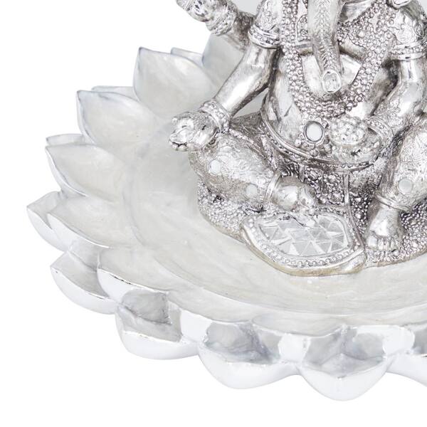 Litton Lane Silver Polystone Meditating Ganesh Sculpture with
