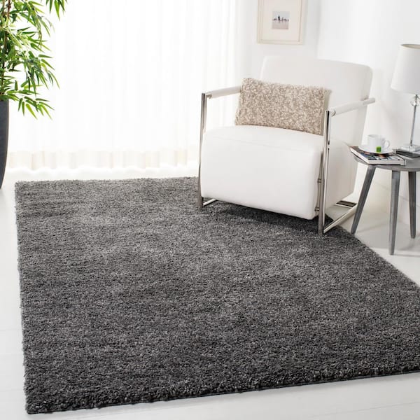 August Shag 10 ft. x 10 ft. Square Gray Solid Color Area Rug