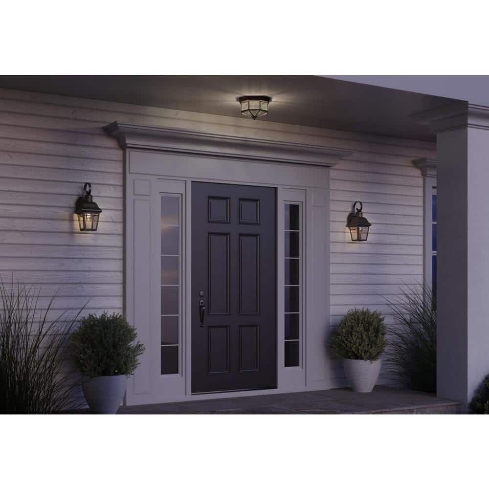 Antique Bronze 3-Light Flush Mount with Beveled Glass