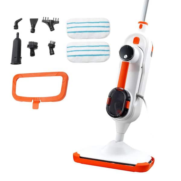 VEVOR 8-in-1 Steam Mop with 2 Microfiber Mop Pads Hard Wood Floor Flat Mop w/7 Replaceable Brush Heads for Various Hard Floor
