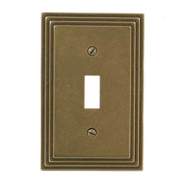 AMERELLE Tiered 1 Gang Toggle Metal Wall Plate - Rustic Brass