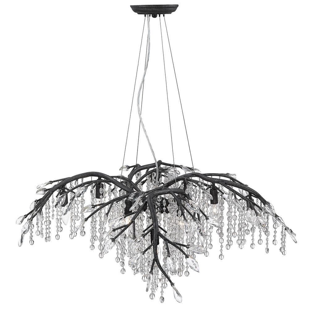 Black Crystal Candle 12-Light Chandelier