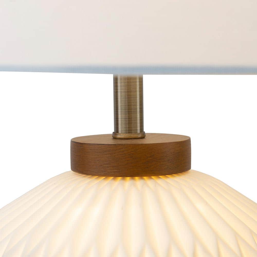 Moraga 24" Bone Porcelain and Walnut Table Lamp