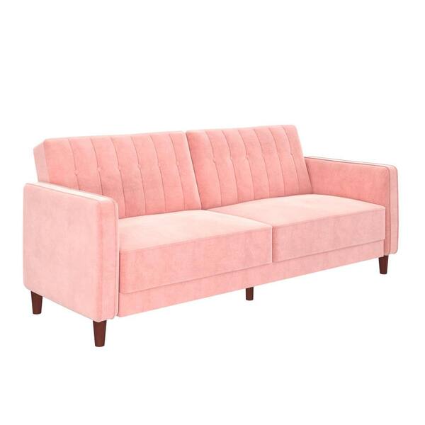 Dhp Iris Pink Velvet Tufted Futon De48640, Your Zone Vertical Tufted Upholstered Sofa Bed Pink