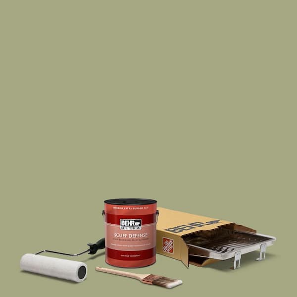 BEHR 1 gal. #S370-4 Rejuvenation Ultra Extra Durable Flat Interior Paint and 5-Piece Wooster Set All-in-One Project Kit