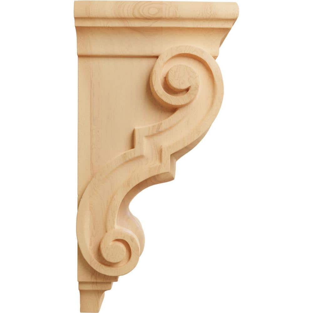 Medium Traditional Red Oak Hand-Carved Wood Corbel