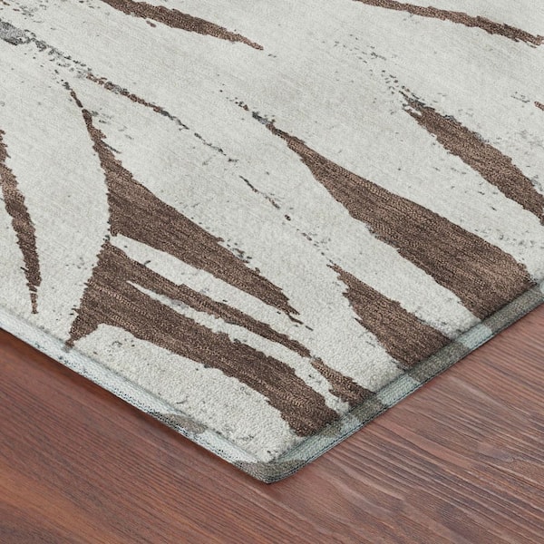 Mayfield Premium Machine Washable Abstract AMF2263 Brown 10 ft. x 14 ft. Area Rug