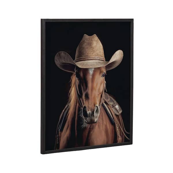 Gallery Horse Wearing a Western Cowboy Hat by Black Framed Art Print 16 in. x 20 in.