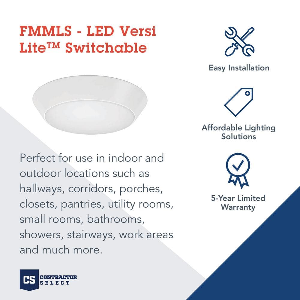 Versi Lite 7" Matte White Aluminum LED Flush Mount with Acrylic Shade