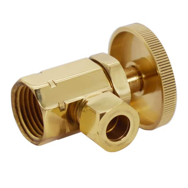 SharkBite 3/8-in Fip x 3/8-in Od Compression Brass Quarter Turn Stop Angle  Valve in the Shut-Off Valves department at