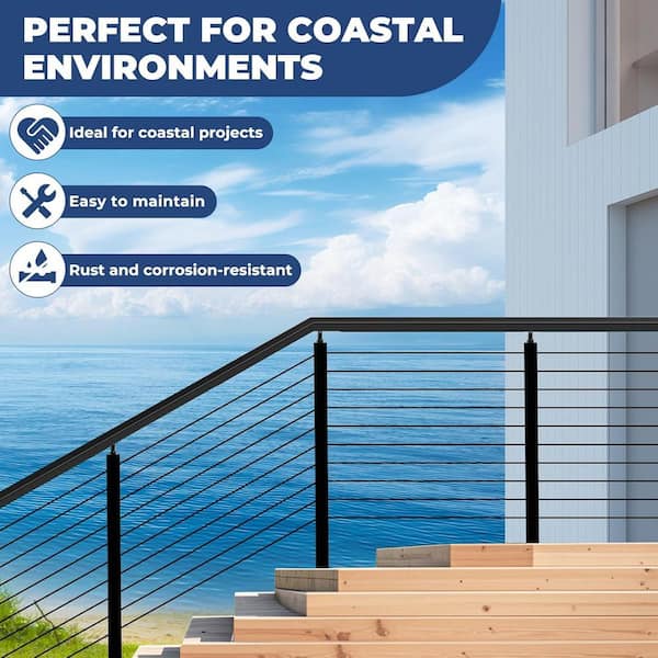 Stair Railing Indoor 3-Pack Black Stainless Steel Handrails - 6.6FT ...