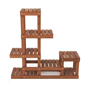 6 Tier Wood Plant Stand with High Low Structure