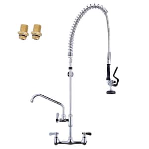 Commercial Triple Handles Pull Down Sprayer Kitchen Faucet with Advanced Spray in Chrome
