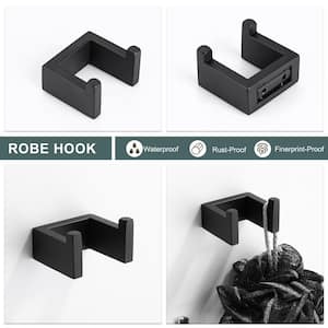 4-Piece Square Wall Mounted Bathroom Hardware Set in Matte Black