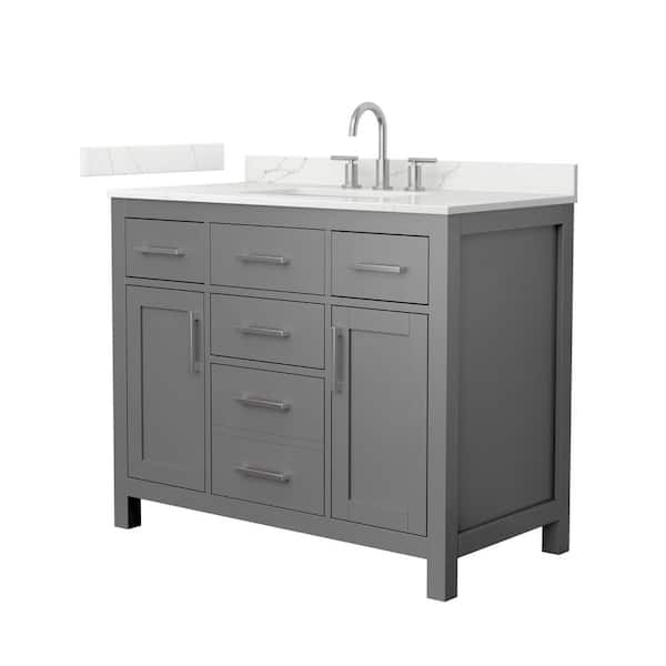 Wyndham Collection Beckett 42 in. Single Freestanding Dark Gray Bath Vanity with Giotto Quartz Top (Assembled)
