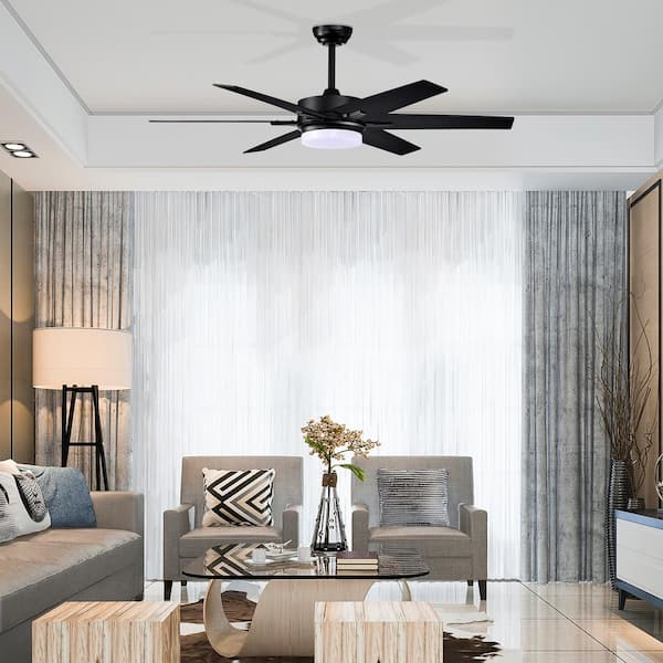 Edvivi 52 in. Integrated LED Indoor Matte Black 6-Blade