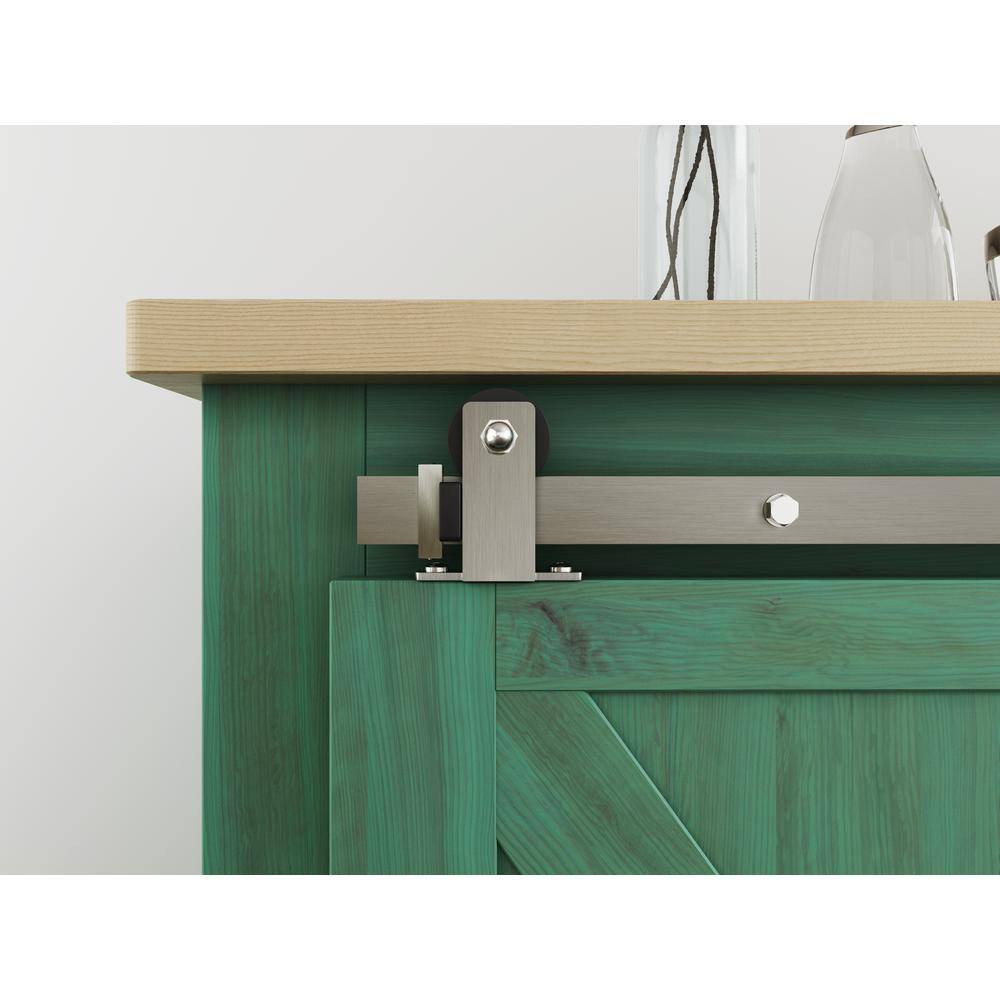 Satin Nickel Double Barn Door Hardware Kit with 60-inch Track