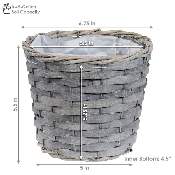 Sunnydaze Sunnydaze 6.75 in. Gray Wicker Planter with
