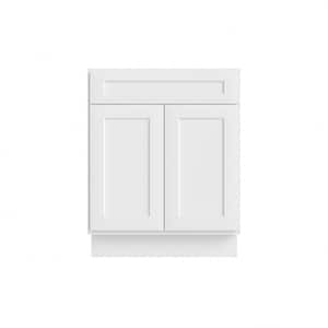 27 in. W x 21 in. D x 34.5 in. H Ready to Assemble Bath Vanity Cabinet without Top in Shaker White
