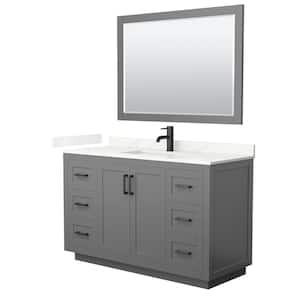 Miranda 54 in. W x 22 in. D x 33.75 in. H Single Bath Vanity in Dark Gray with Giotto Qt. Top and 46 in. Mirror