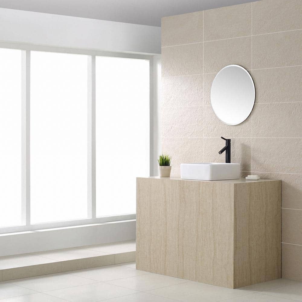 White Ceramic Rectangular Vessel Bathroom Sink
