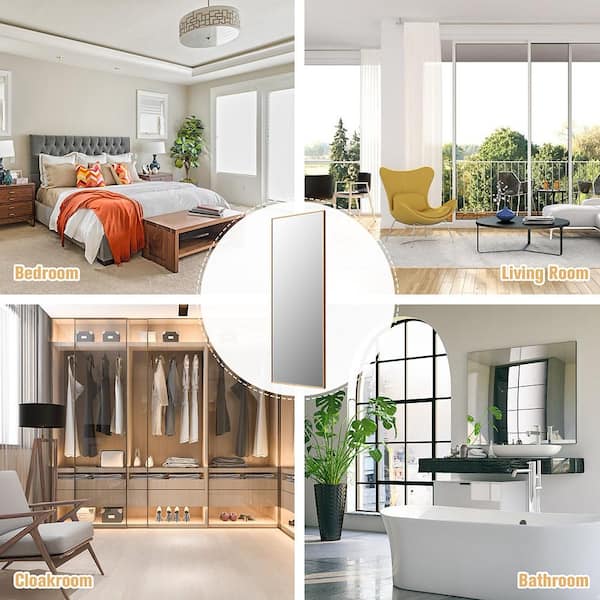 59 in. H 22 in. W Modern Rectangle Frame Gold Features Full Length Body Mirror