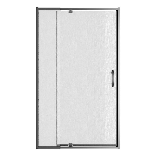 38-42 in. W x 71 in. H Pivot Swing Framed Shower Door in Matte Black with Clear SGCC Tempered Rain Glass