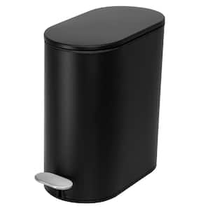 Slim Oval 5 L/1.3 Gal. Pedal Trash Bin with Soft Close Lid in Matte Black