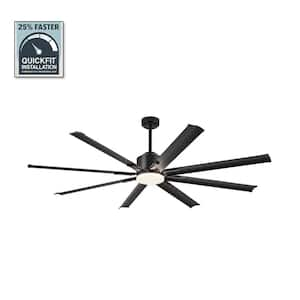 72 in. Indoor Matte Black 3-Colors Intergrated LED 6-Speeds Industrial Ceiling Fan with Light Kit and Remote Control