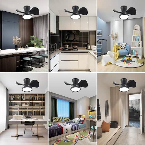 QRMOK 3-pack 22 in. LED Indoor Black Small Ceiling Fan with QRMOK 3-pack 22 in. LED Indoor Black Small Ceiling Fan with