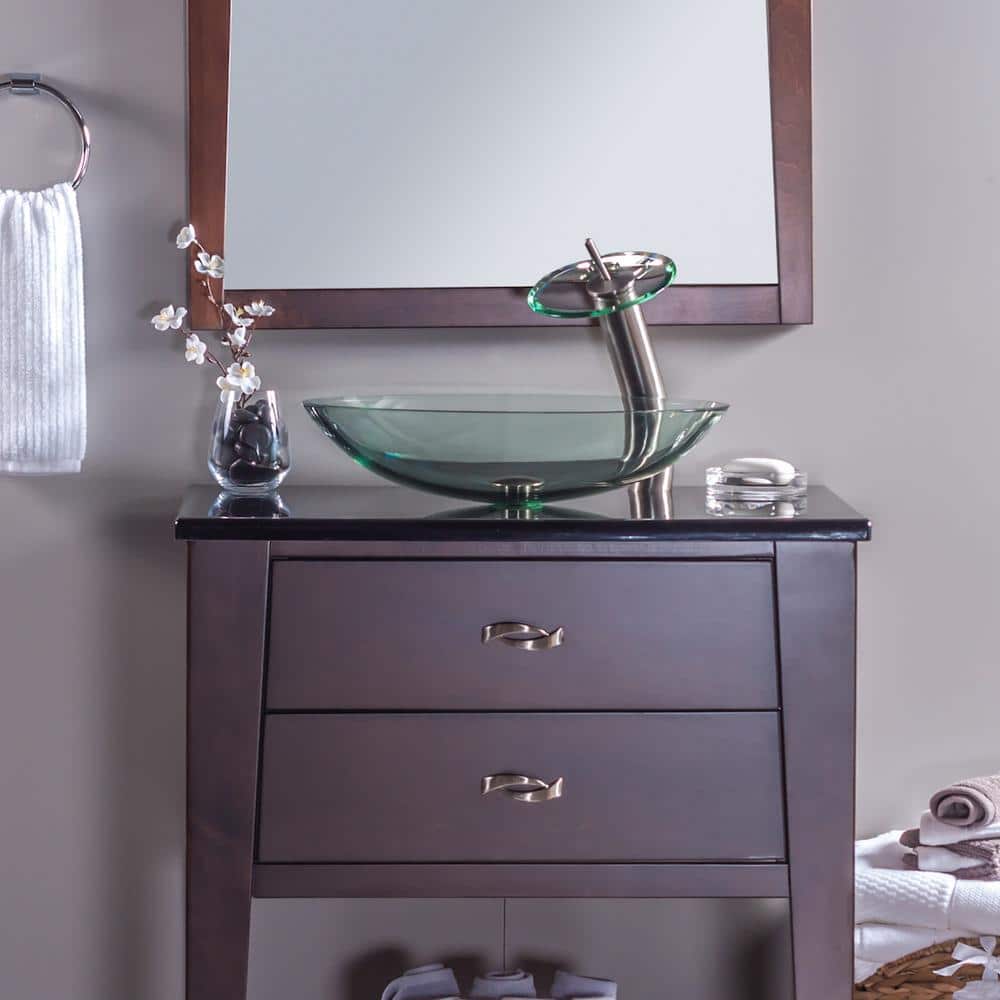 Clear Oval Glass Above-Counter Vessel Sink