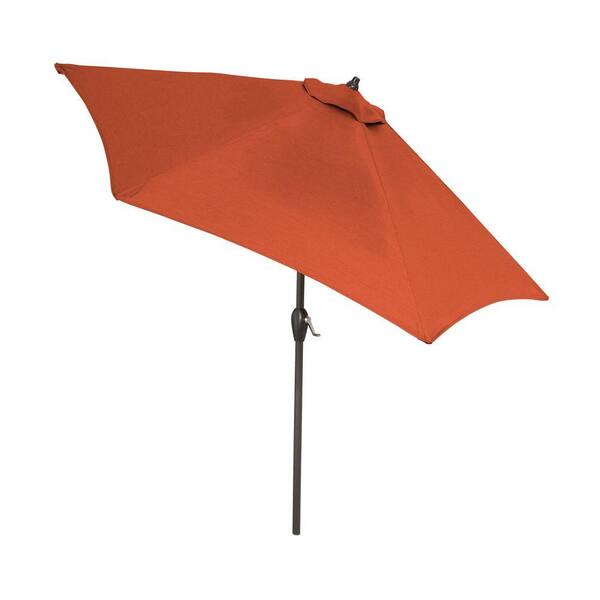 Hampton Bay 9 ft. Aluminum Patio Umbrella in Quarry Red with Push-Button Tilt